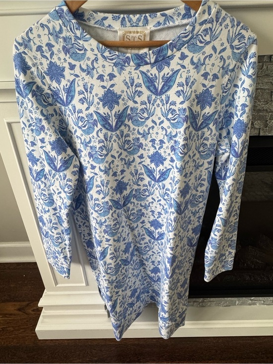 Sail to Sable Dresses & Skirts - Sail to Sable Dress Crewneck STS Batik Blue Long Sleeve Spring day dress nap